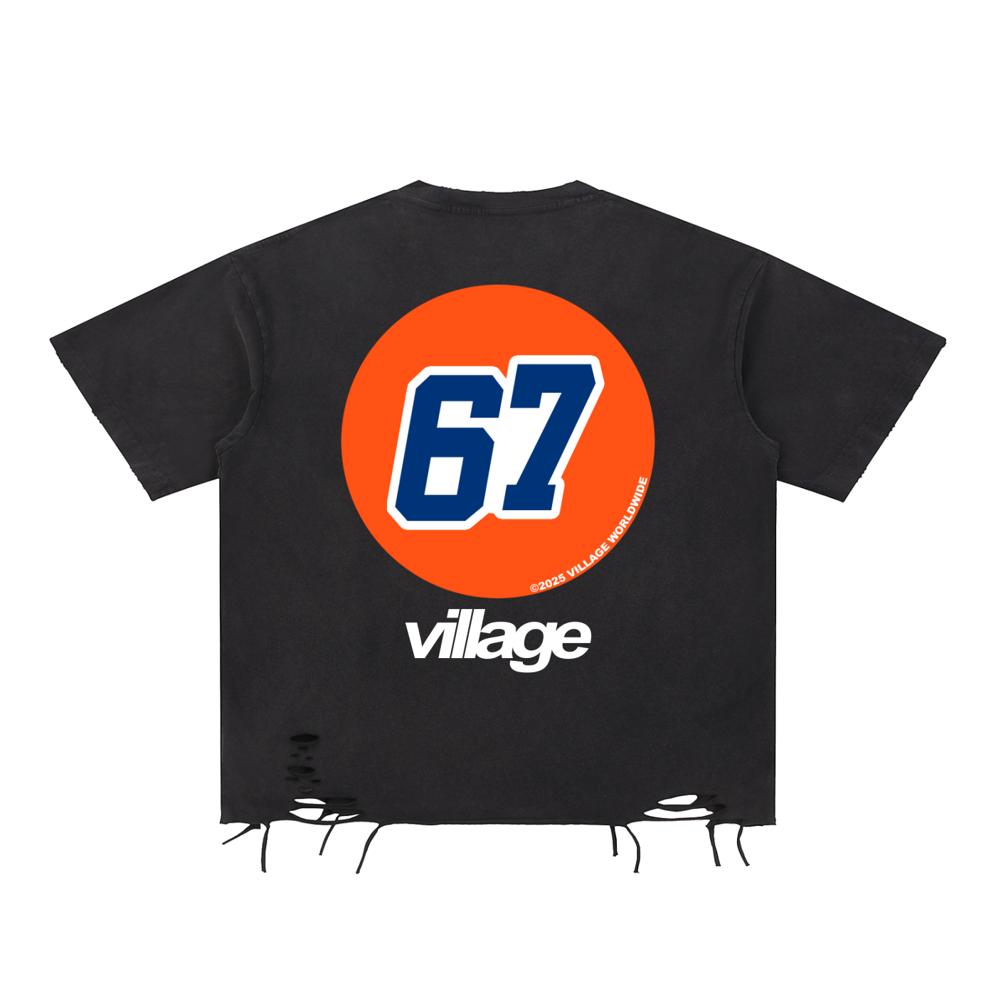 Classic Snow Washed 67 Gas Village Raw-Hem T-Shirt