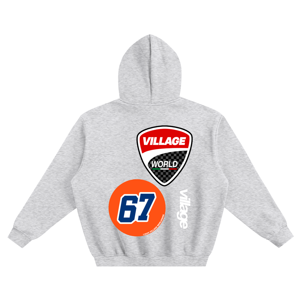 All Over Village Fleeced Boxy Hoodie