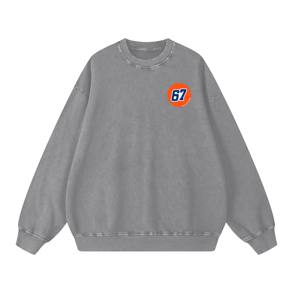 Snow Washed Gas Village Oversized CrewNeck Sweatshirt