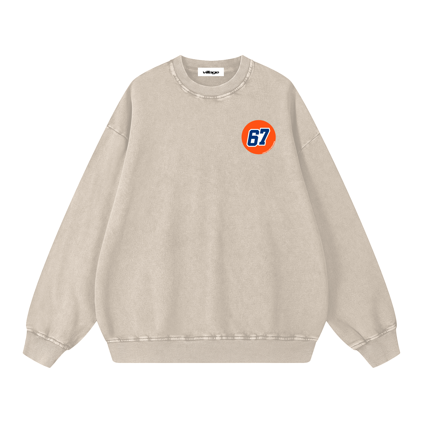 Snow Washed Gas Village Oversized CrewNeck Sweatshirt