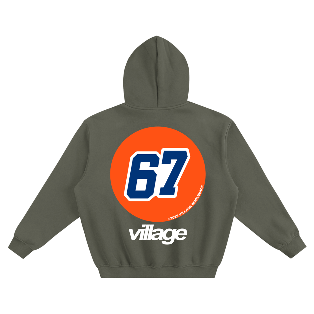 67 Gas Village Fleeced Boxy Hoodie