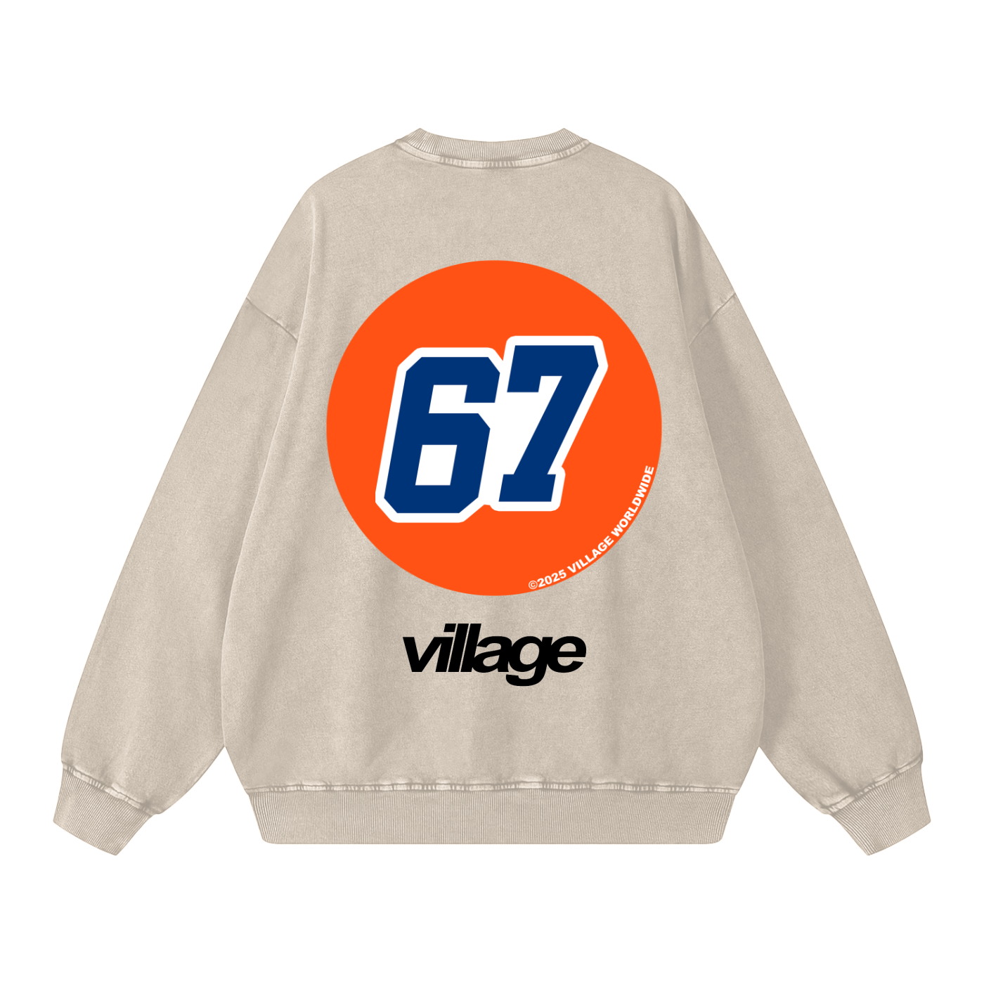 Snow Washed Gas Village Oversized CrewNeck Sweatshirt