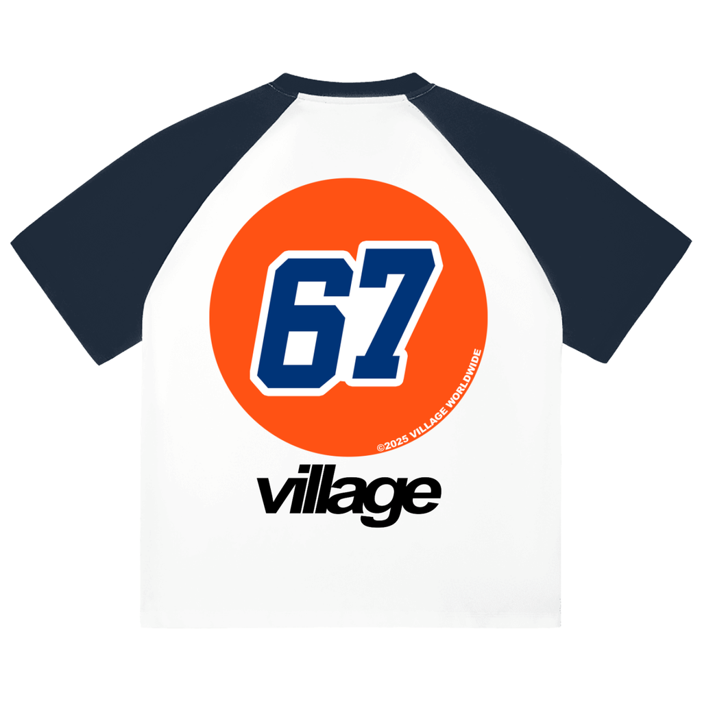 Color-Blocked Classic 67 Gas Village Raglan Sleeve 2-tone T-Shirt