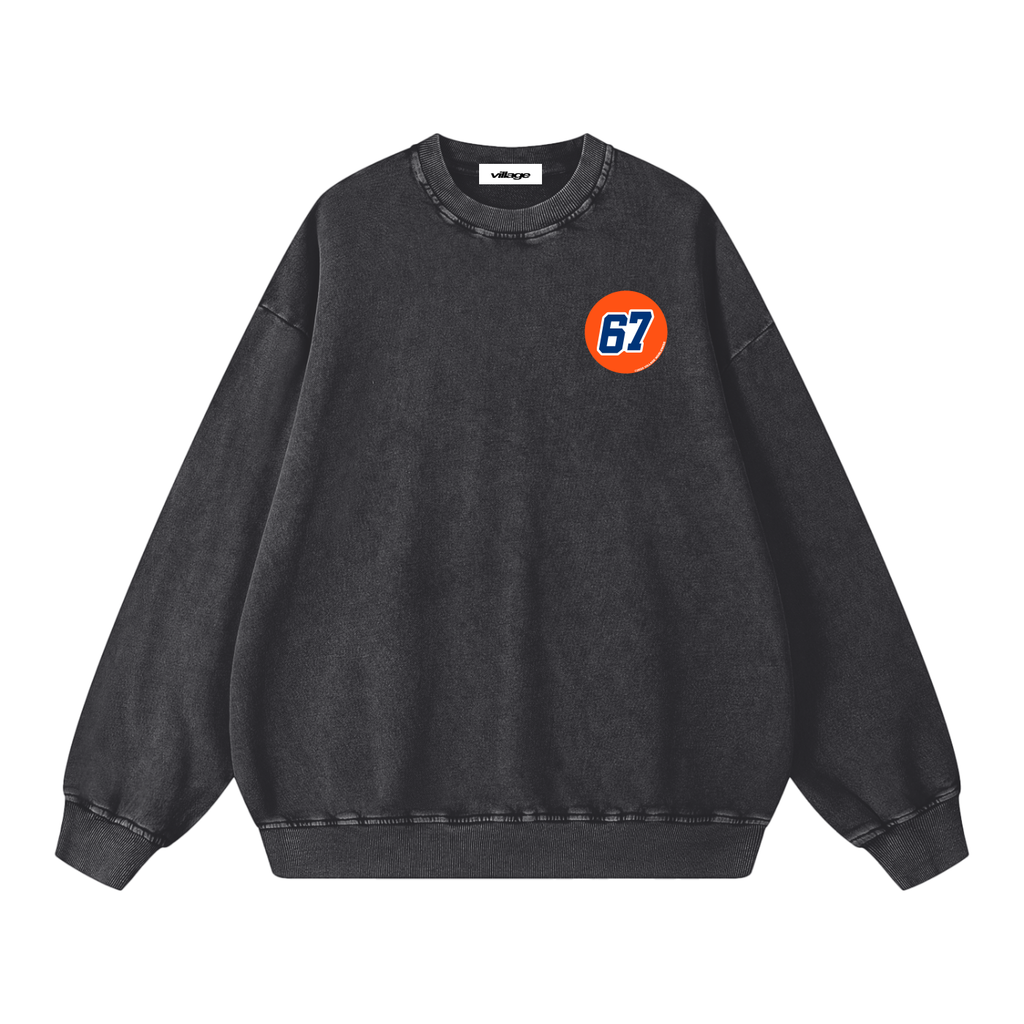 Snow Washed Gas Village Oversized CrewNeck Sweatshirt
