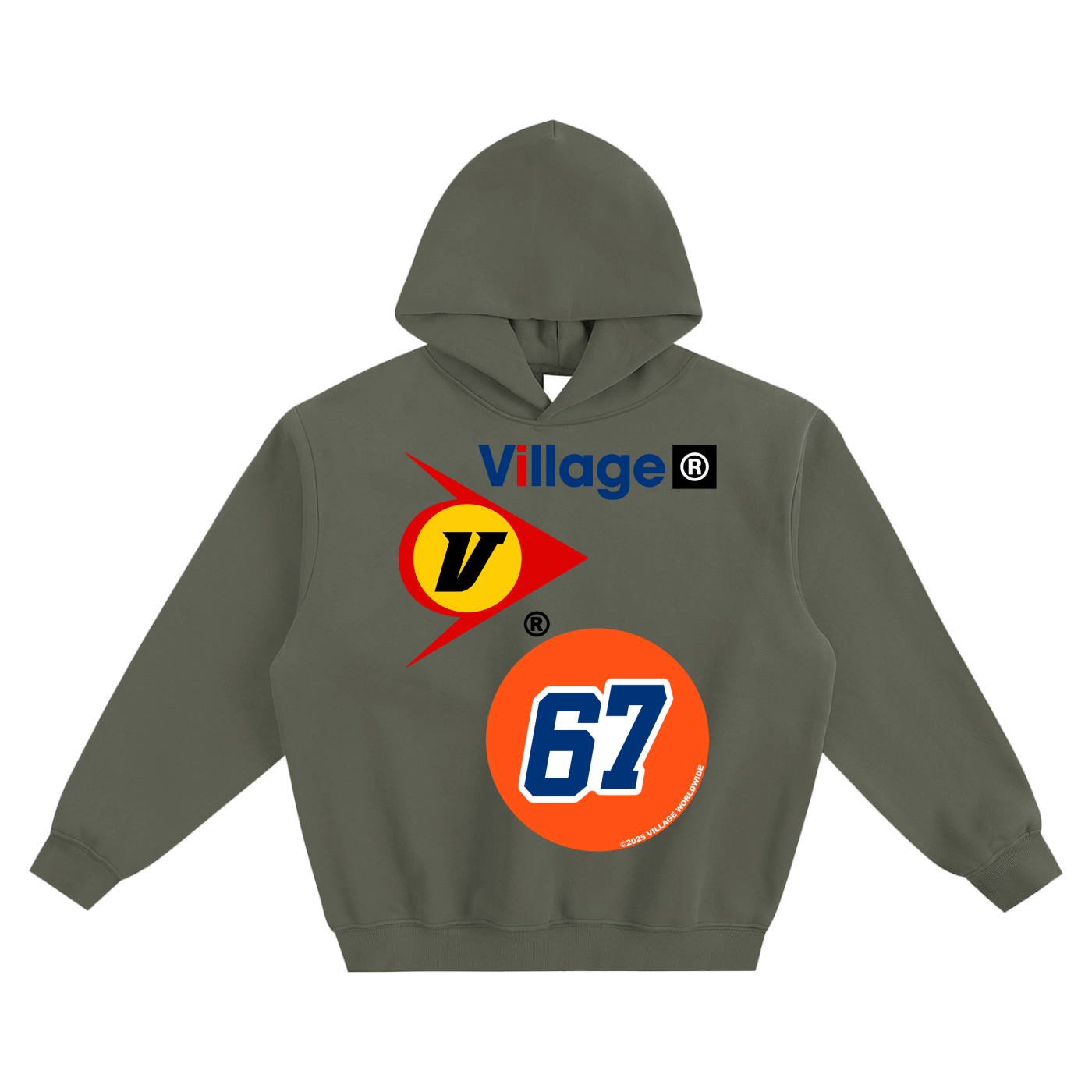 All Over Village Fleeced Boxy Hoodie