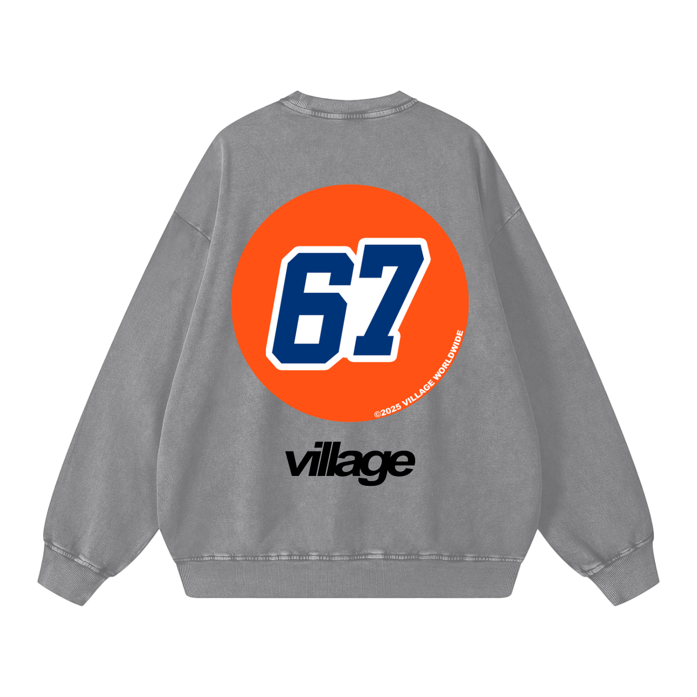 Snow Washed Gas Village Oversized CrewNeck Sweatshirt