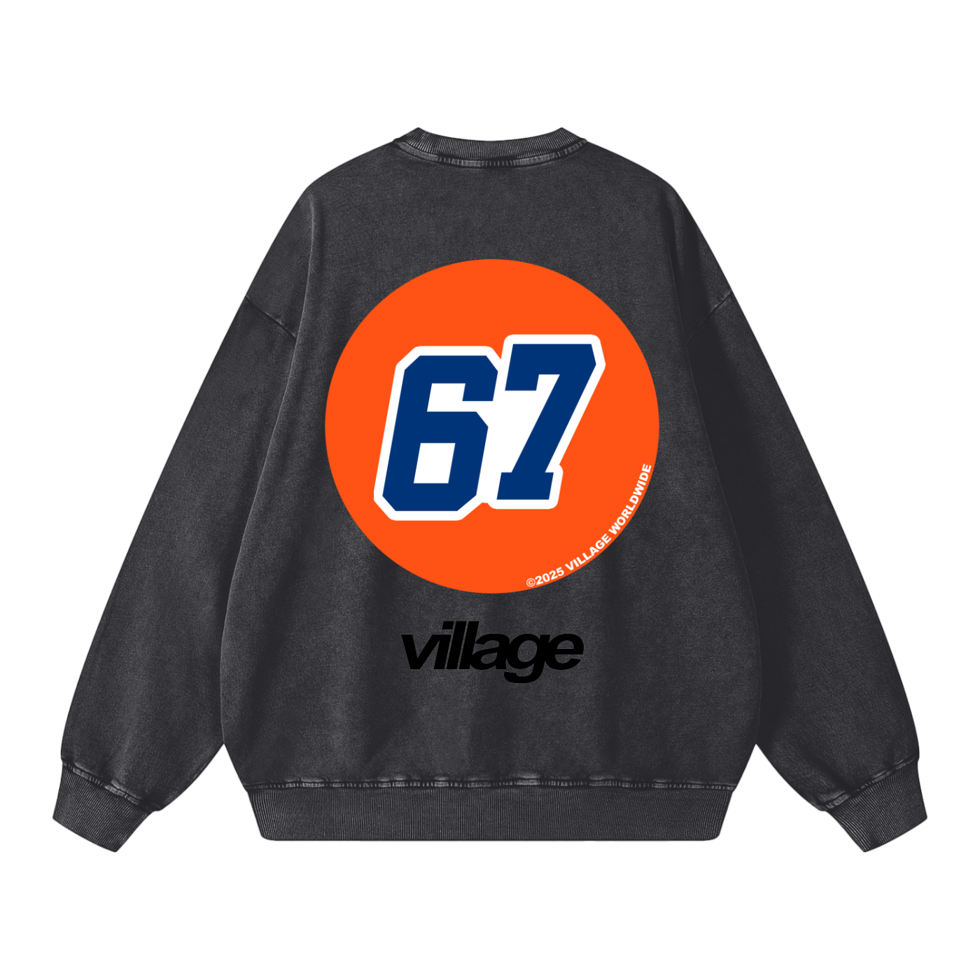 Snow Washed Gas Village Oversized CrewNeck Sweatshirt