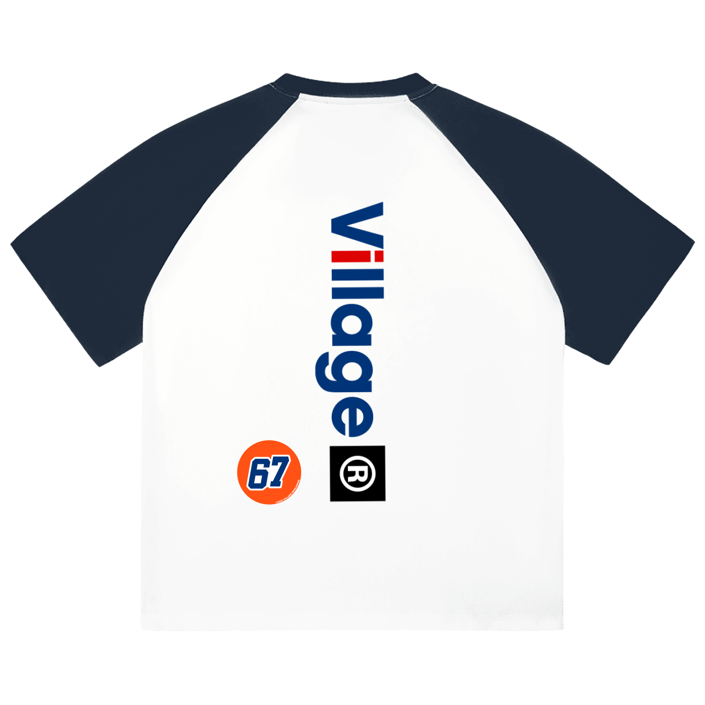 All Over Village Color-Blocked Raglan Sleeve 2-tone T-Shirt