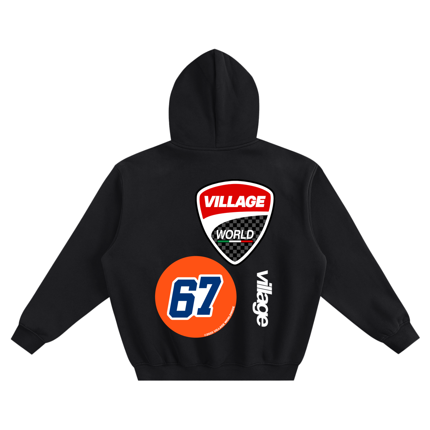 All Over Village Fleeced Boxy Hoodie